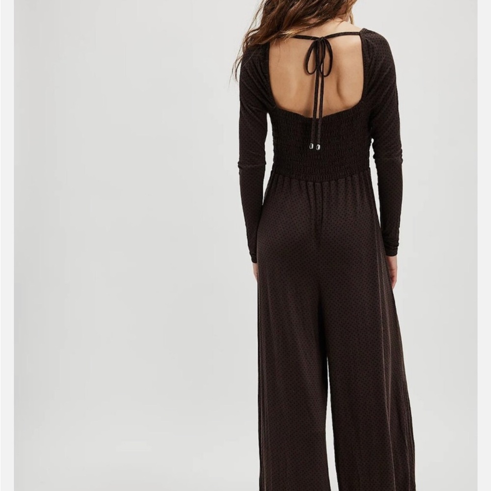 Free People Brown Polka Dot Romper
